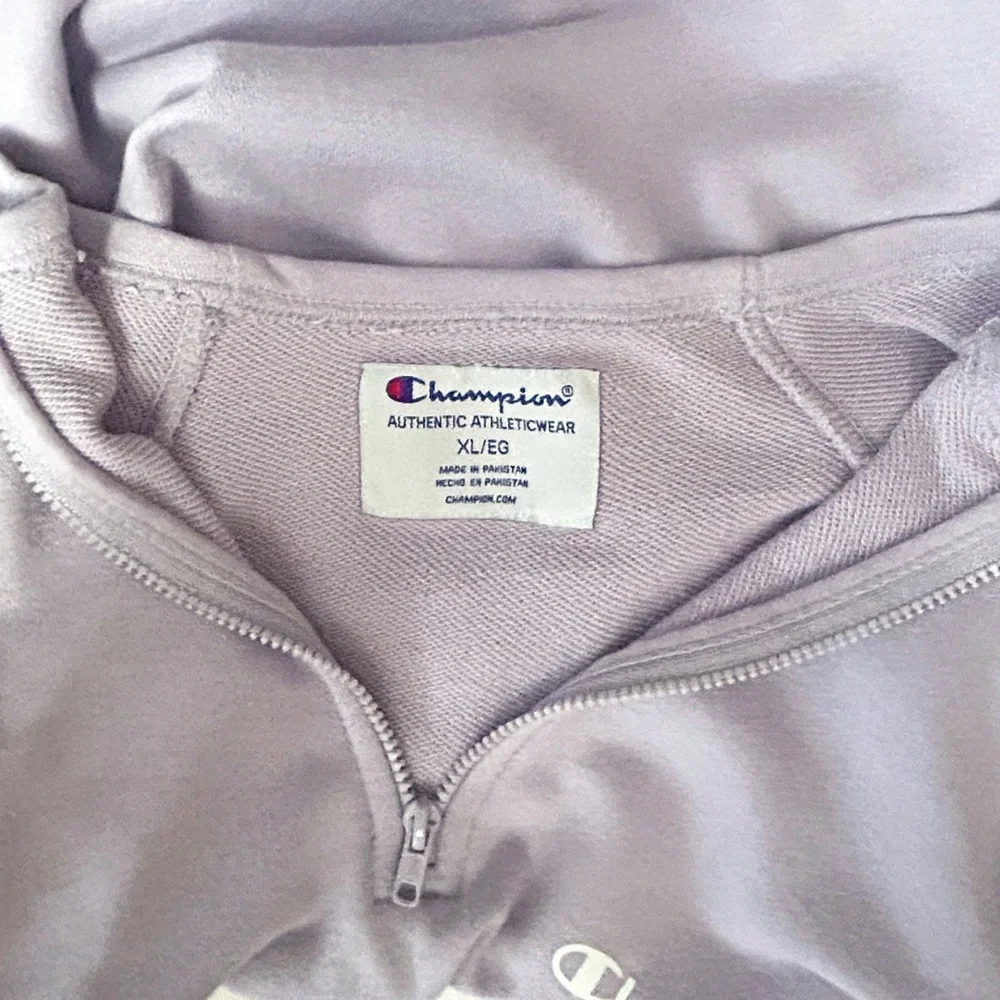 Champion Sweatshirt Top Pullover Sweater Lilac ¼ Zip Front Long Sleeve Branded - Picture 9 of 12